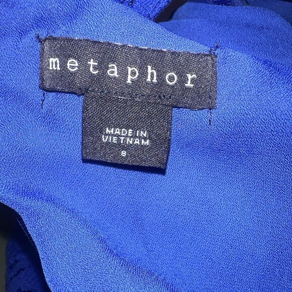 Metaphor Blue Lace Chiffon Embellishment Dress Size 7/8 - Picture 7 of 7
